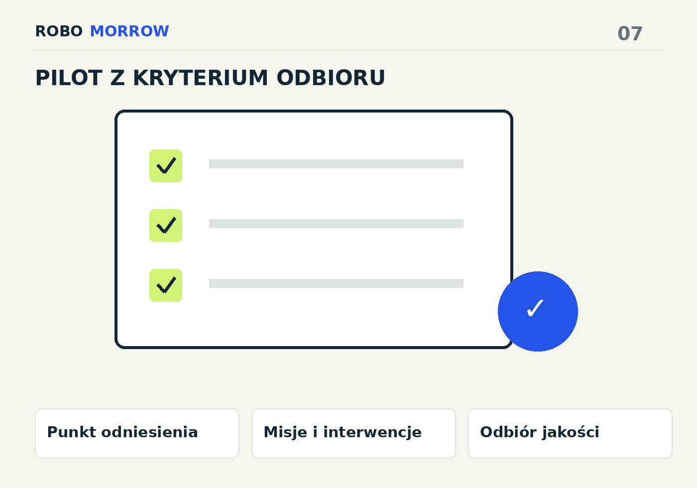 Punkt odniesienia → Misje i interwencje → Odbiór jakości