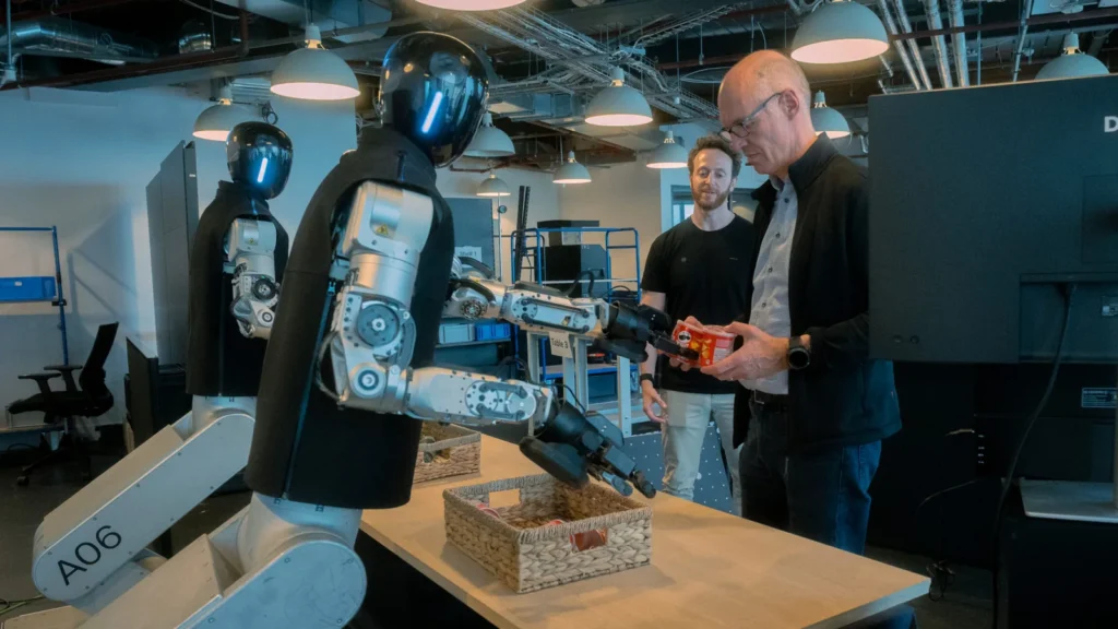 Humanoid HMND Alpha during a handling test with Bosch CTO Mathias Pillin