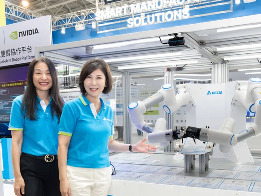 Platforma Embodied AI Dual-Arm Robot Platform firmy Delta Electronics na Automation Taipei 2026