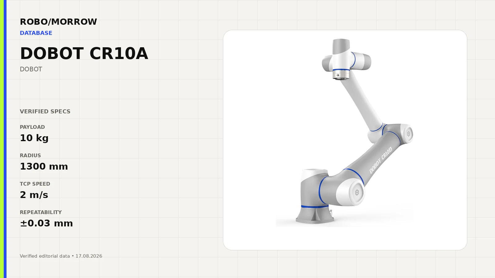 DOBOT CR10A industrial collaborative robot