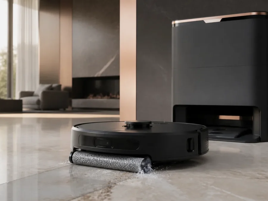 Wizualizacja redakcyjna robota ECOVACS DEEBOT X9 PRO OMNI; nie jest oficjalnym zdjęciem producenta.
