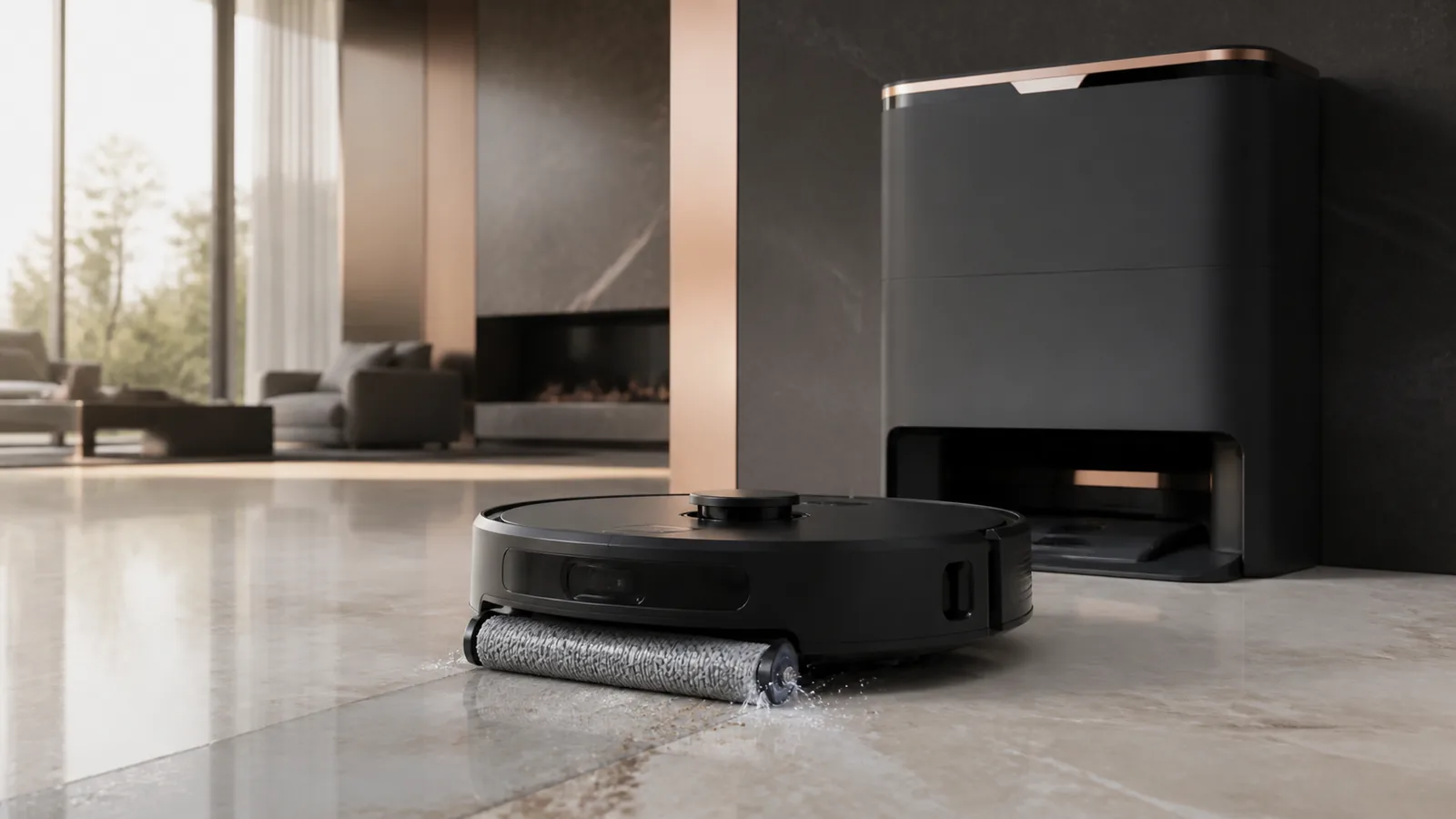 Editorial visualisation of ECOVACS DEEBOT X9 PRO OMNI; not an official manufacturer photograph.
