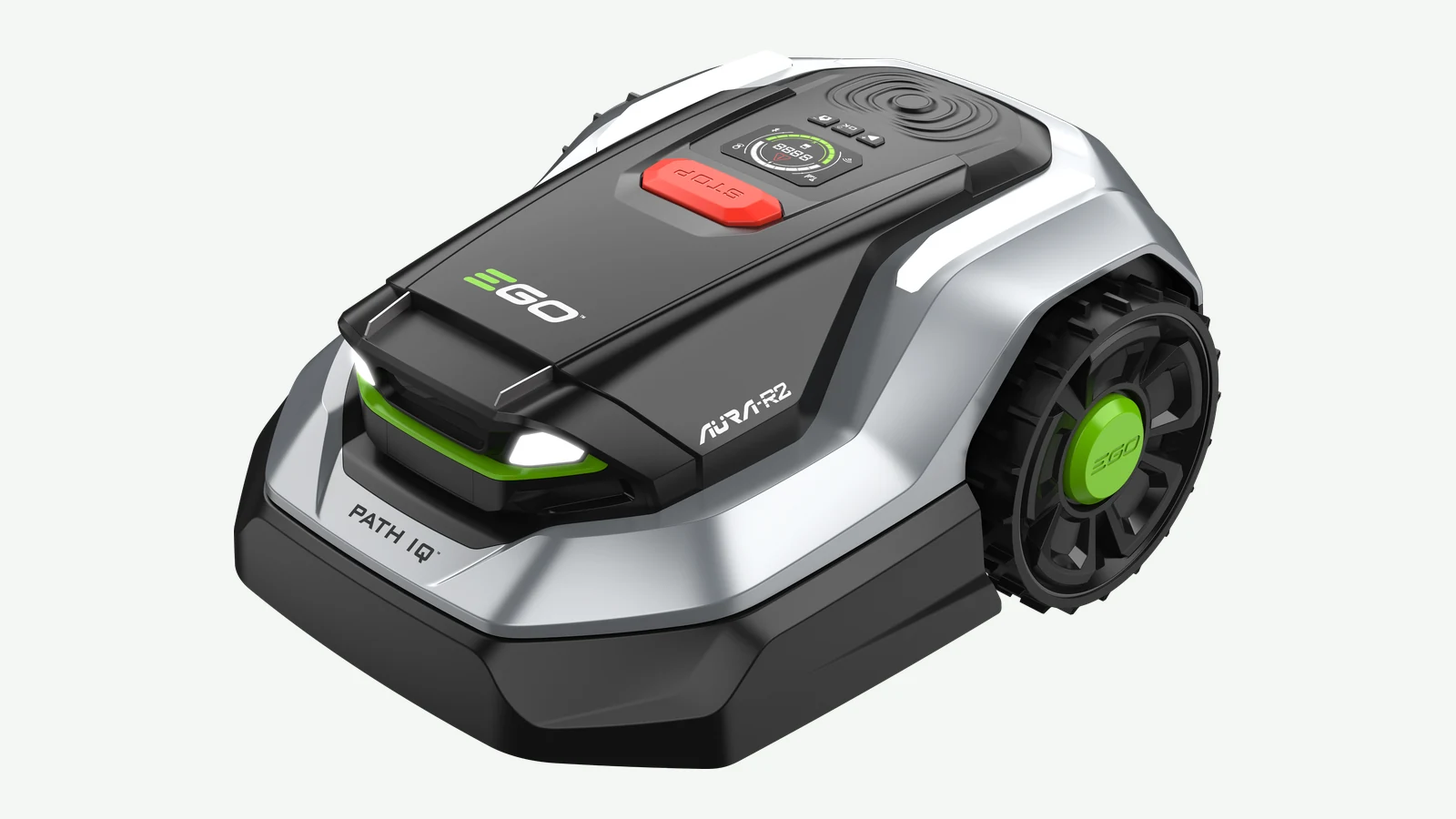 Official manufacturer image showing the exact EGO AURA-R2 RMR1500E model. Source: EGO.