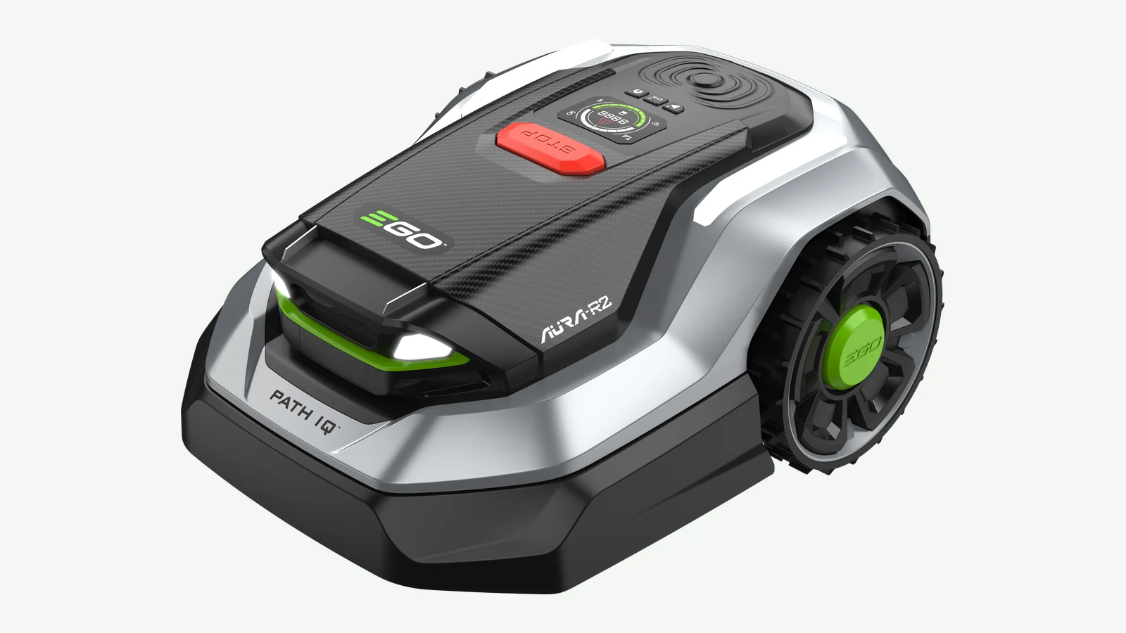 Official manufacturer image showing the exact EGO AURA-R2 RMR3000E model. Source: EGO.