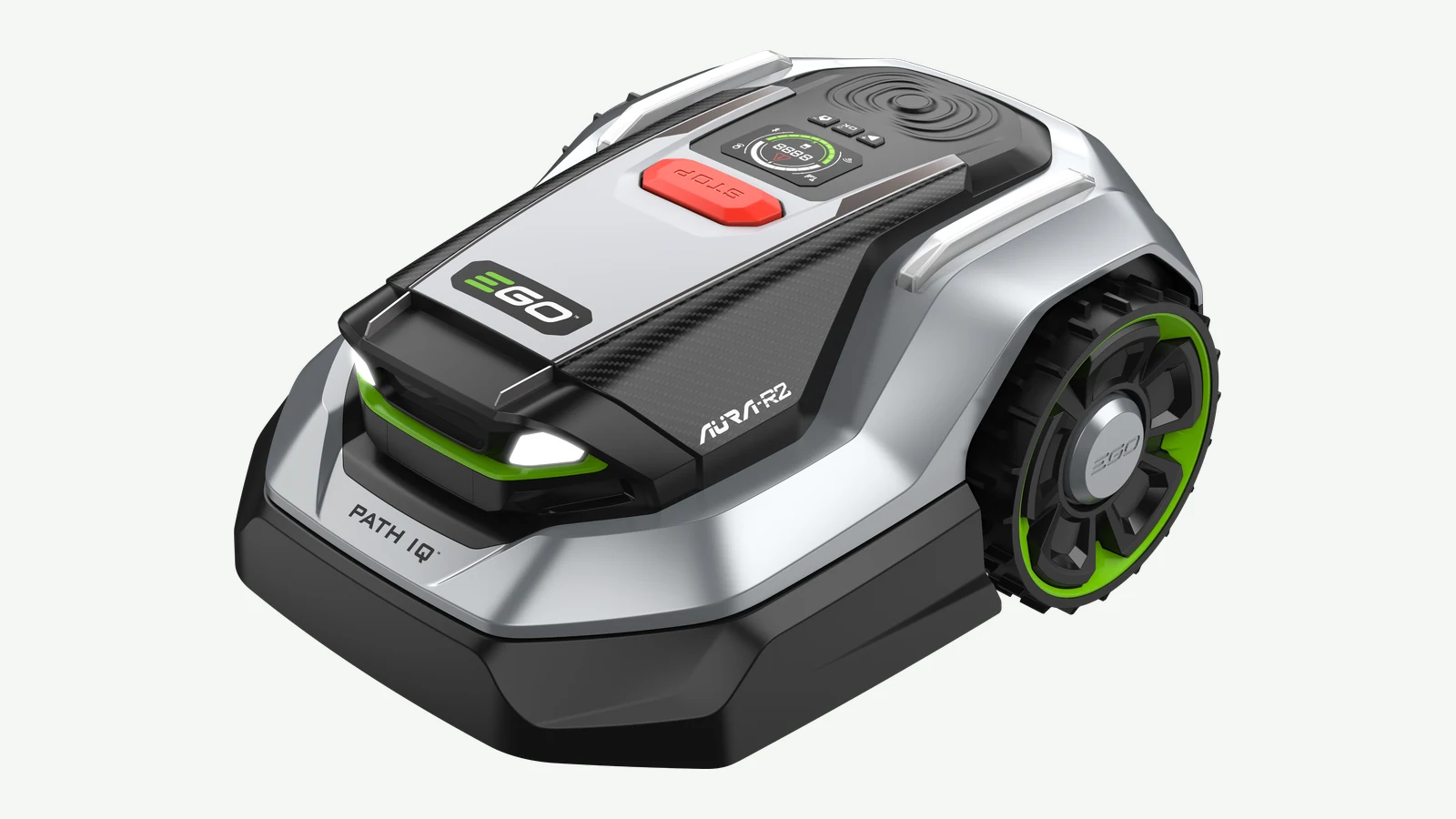 Official manufacturer image showing the exact EGO AURA-R2 RMR6000E model. Source: EGO.