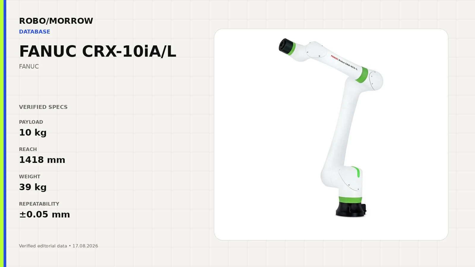 FANUC CRX-10iA/L industrial collaborative robot