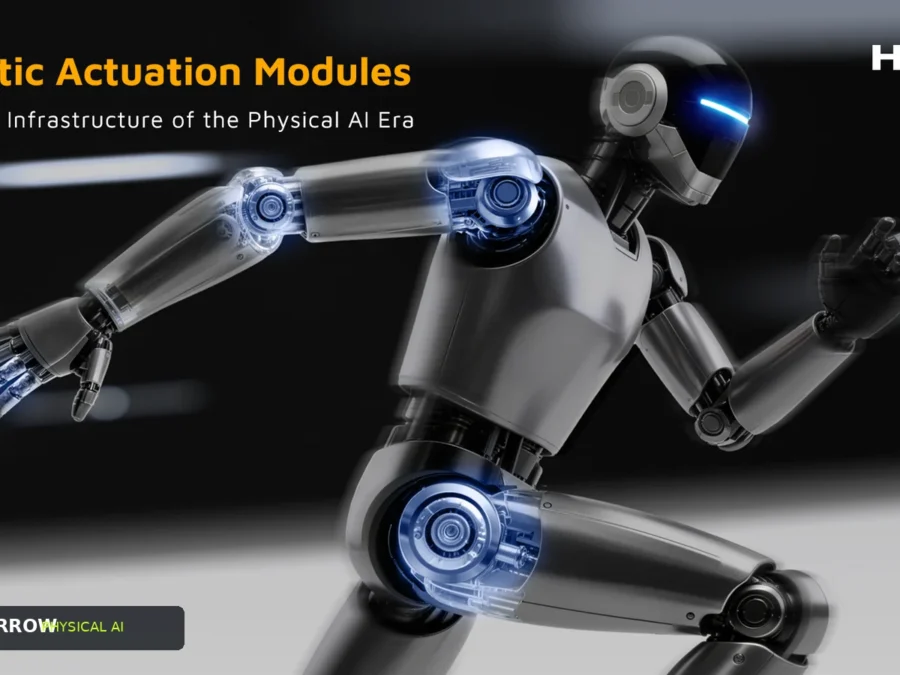 Moduły aktuatorów Hesai przedstawione na oficjalnej grafice firmy dla strategii Physical AI