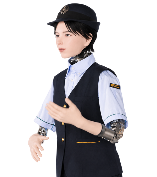 KDDI and AVITA humanoid wearing an Osaka Metro uniform for the public customer-service pilot