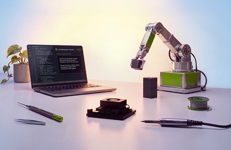 NVIDIA Jetson Orin Nano 2 — official NVIDIA press image showing the edge-AI platform in a robotics setup