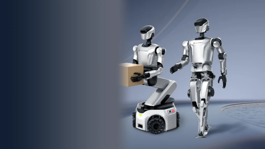 Leju KUAVO 5 and KUAVO 5-W — official manufacturer visual illustrating Chinese humanoid platforms