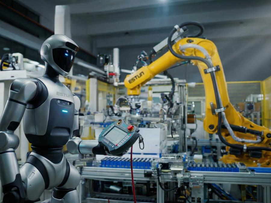 Industrial robots in an automated production cell - official IFR / Estun Robotics Europe press image