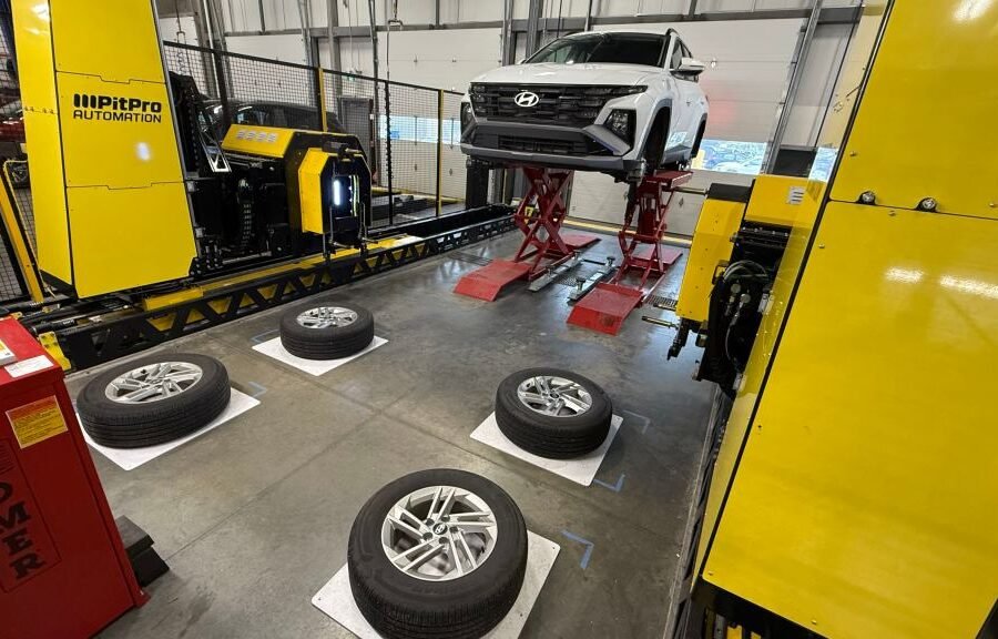 PitPro Automation automated tire-changing system installed in a service bay