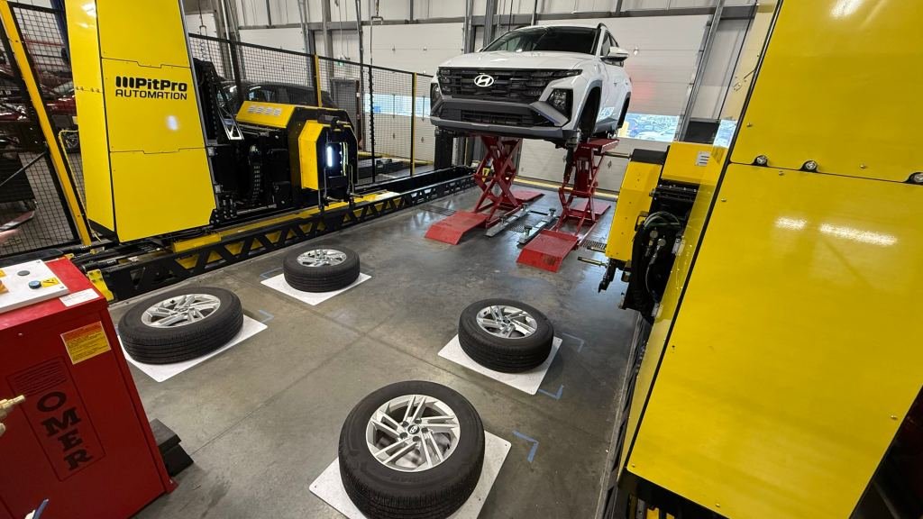 PitPro Automation automated tire-changing system installed in a service bay