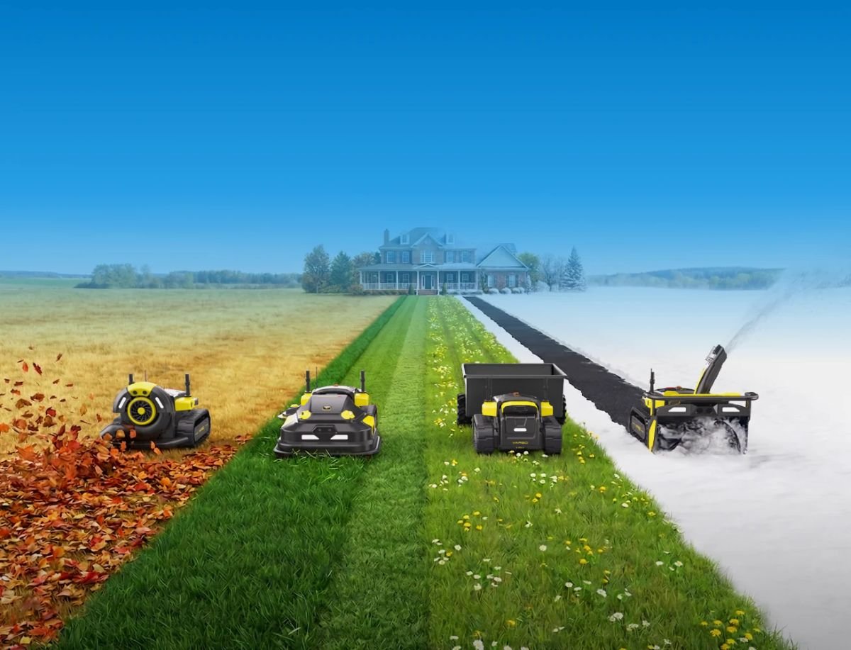 Official Yarbo visual showing its modular platform across seasonal yard tasks