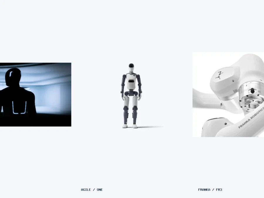 NEURA 4NE1, Agile ONE and Franka Research 3 — manufacturer visuals in an editorial composition