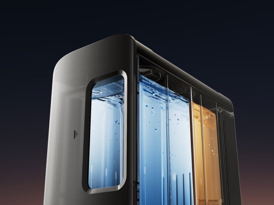 Dual solution compartments in a MOVA Z60 dock, official automatic-dispensing illustration