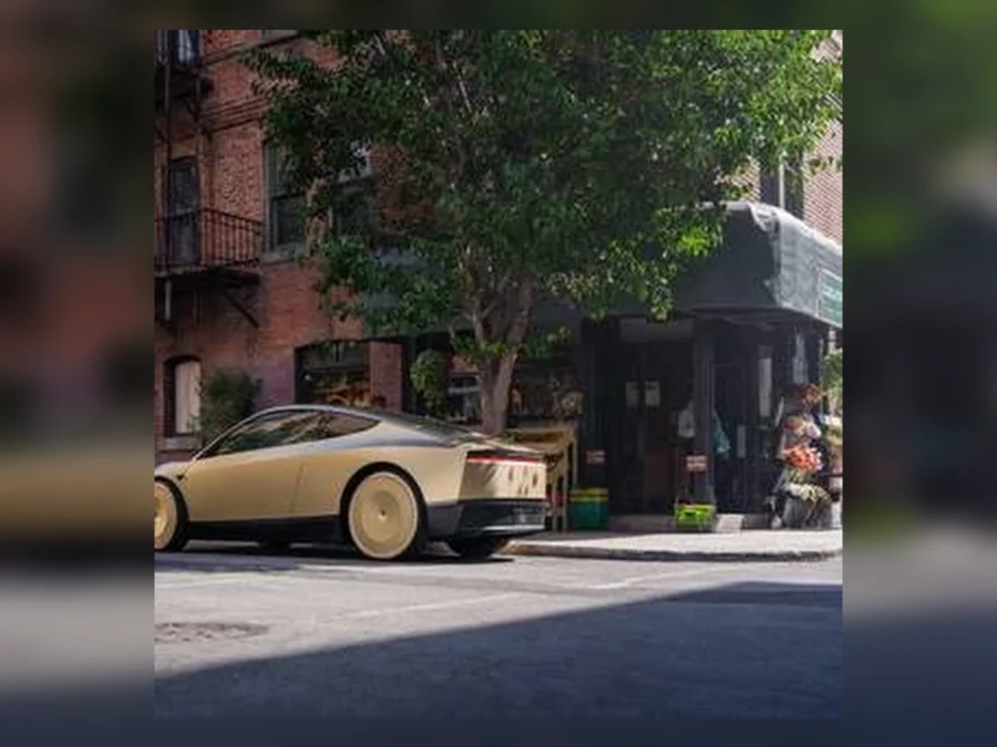 Tesla Cybercab on a city street