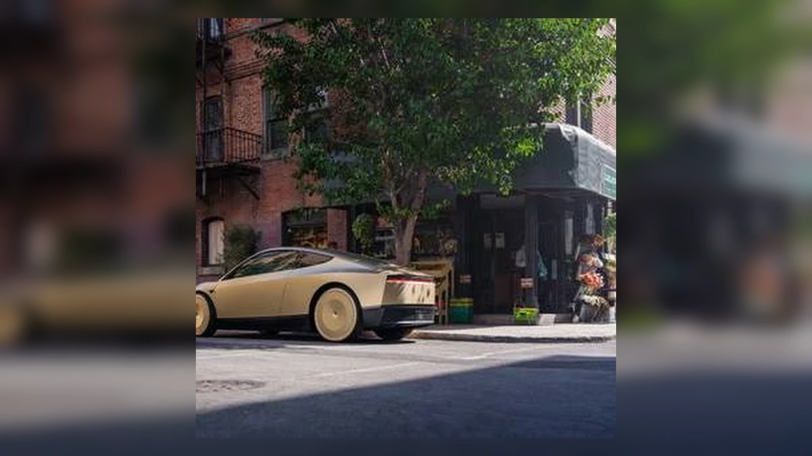 Tesla Cybercab on a city street