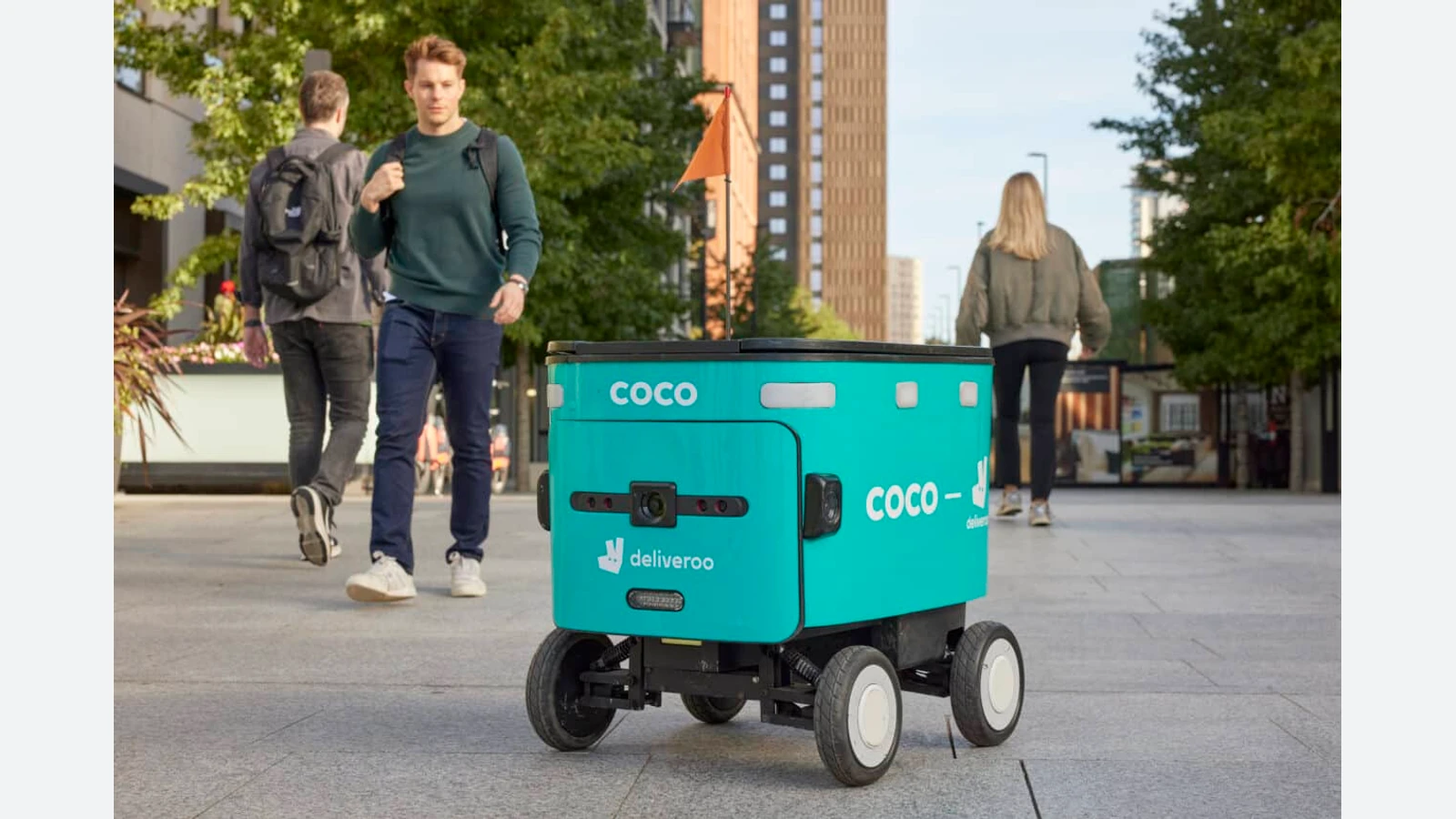 Coco / Deliveroo delivery robot in the official UK partnership press photograph