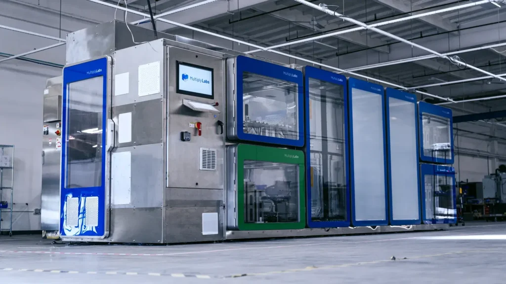 Multiply Labs Andor robotic cluster for automating biologics manufacturing