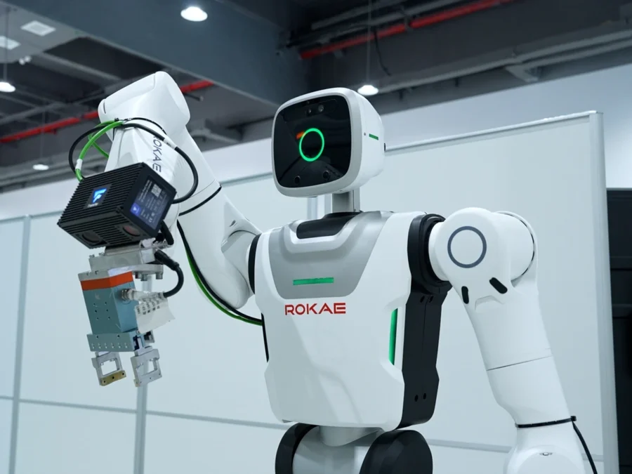 Humanoid ROKAE przy montażu podzespołów w fabryce Schaefflera w Taicang